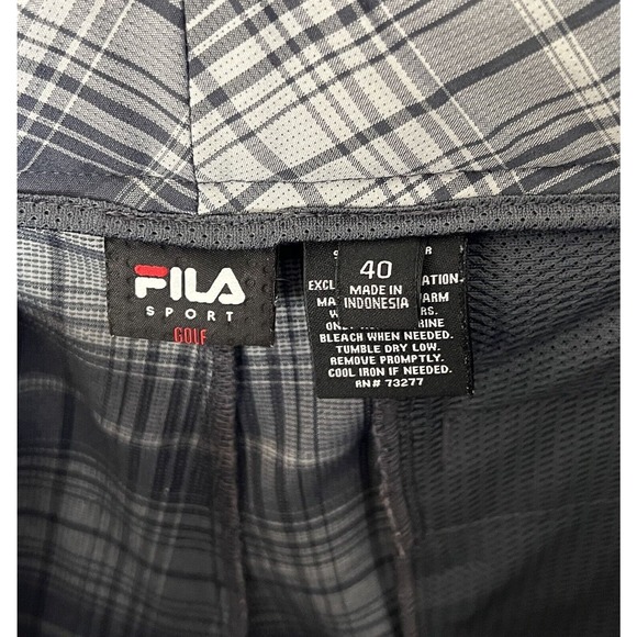 Fila Sport Golf Bermuda Shorts Mens Size‎ 40 Stretch Gray Plaid Pockets - Picture 2 of 11